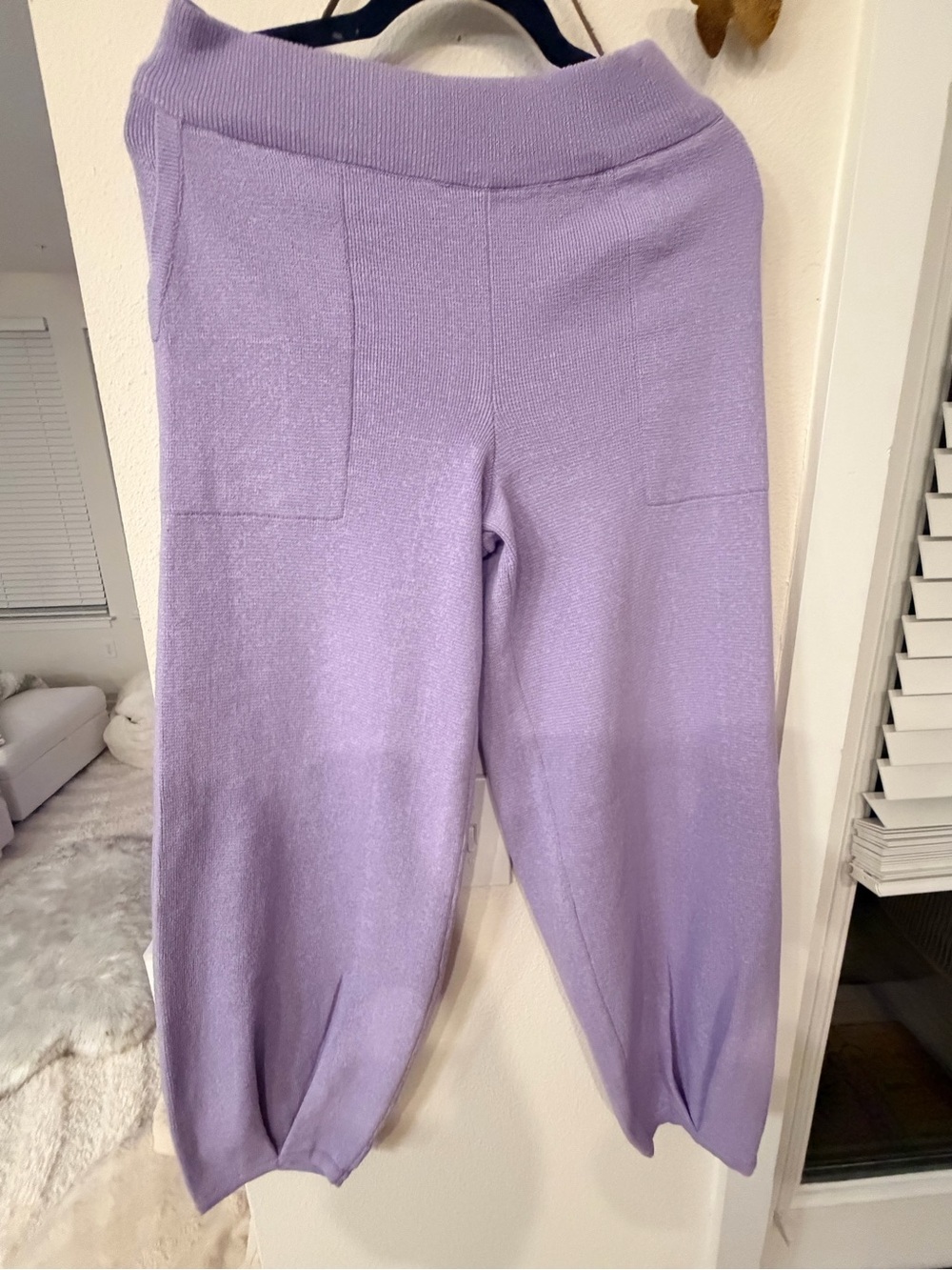 entro Lavender Knit Wide-Leg Pants with Front Pockets